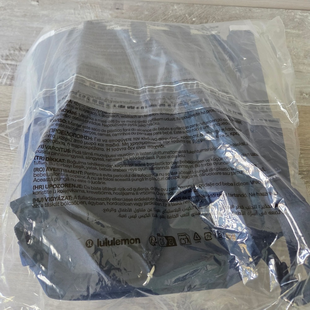 Lululemon Racket Bag Backpack Tote Blue White Cotton Canvas Convertible 19L NEW - Picture 15 of 16